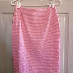 VINTAGE GINGHAM PLAID PINK PENCIL SKIRT